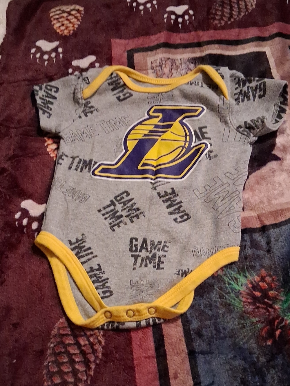 NBA Los Angeles Lakers Grey and Yellow Baby Bodysuit